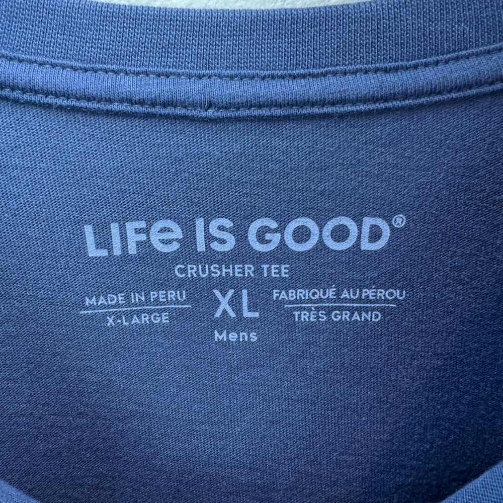 Life is Good Sports Addict Crusher T-Shirt Blue Graphic Tee Cotton Summer NEW XL - Picture 3 of 12